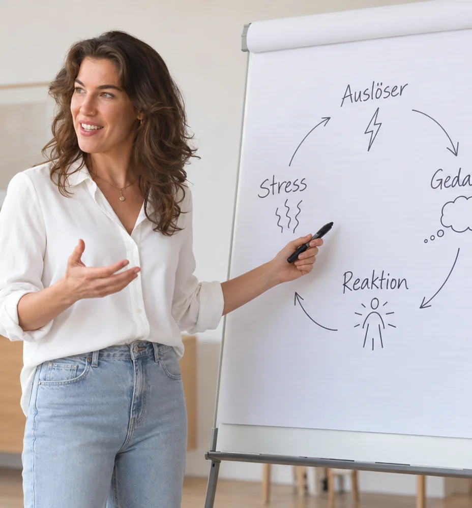 Alisa Reibold — Impulsvortrag am Flipchart: der Stress-Kreislauf